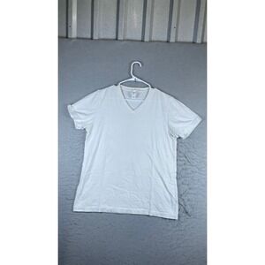 Bella+Canvas V-Neck T-Shirt Mens Size M White Good Airlume Jersey Short Sleeve